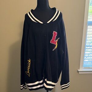 Lovesick Black and White Varsity Sweater jacket from Torrid. New without tags.